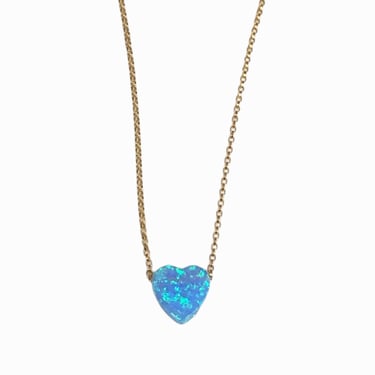 Heart opal necklace - Blue