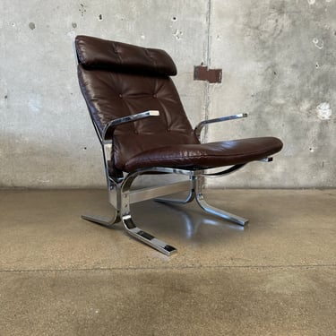 Mid Century Chrome and Leather Sling Lounge Chair