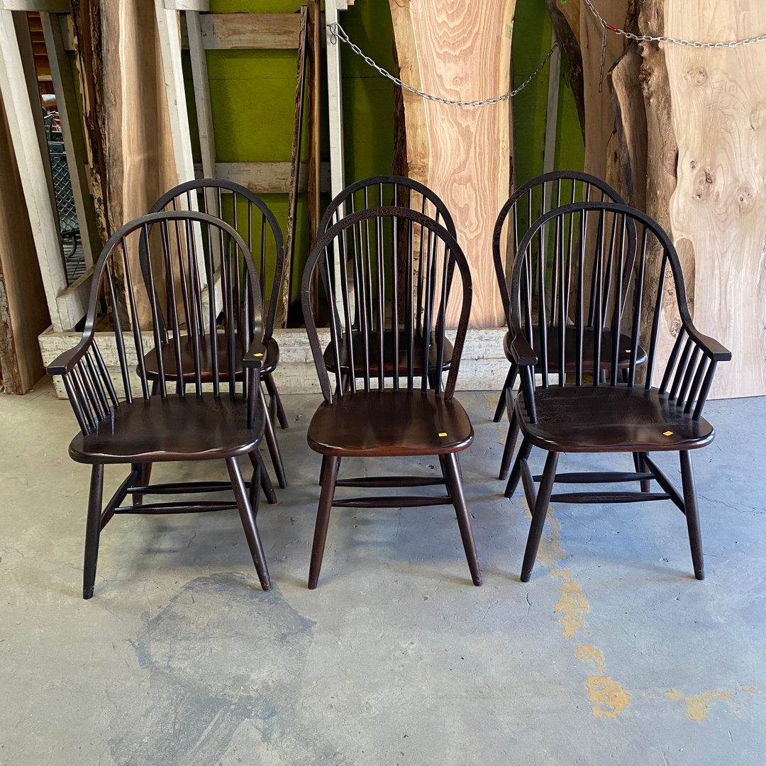 Set of 6 Windsor Chairs with Crackle Finish Community Forklift