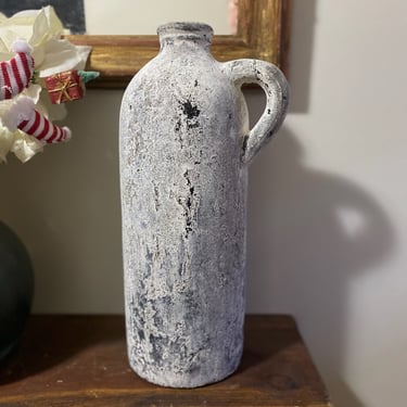 Large handmade white textured tall vase with handles, tall cottage core vases, coastal home decor, boho ceramic vases, tall artisan vase 