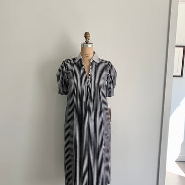 Giorgio Sant Angelo Marjer-Parts grey and black stripe puff sleeve dress-Size 8 