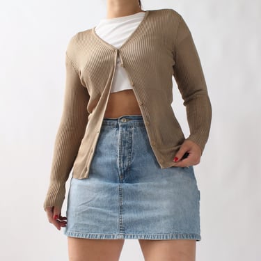 90s Beige Knit Silk Cardigan