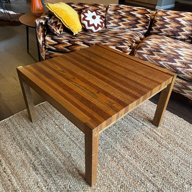Large Vintage Butcher Block Style Solid Wood Coffee Table 