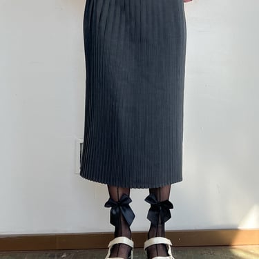 Gray Knite Pleat Long Skirt (M)