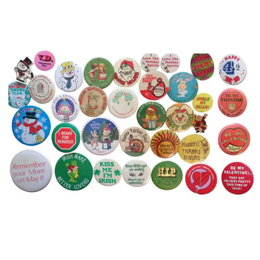 Vintage Pinback Button -  Holiday Themes - Christmas Valentine's Day Easter St. Patrick's Easter Pins - You Choose - Pin Button 