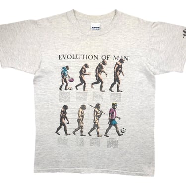 Vintage 1992 CYRK Sports “Evolution Of Man” Funny Soccer/Futbol Graphic T-Shirt Size Large 