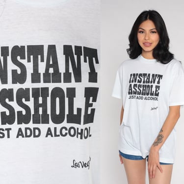 Instant Asshole Shirt Just Add Alcohol Shirt Drinking 80s 90s Tshirt Funny Vintage Screen Stars T Shirt 1980s Graphic Joke Tee Large xl 