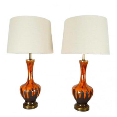 Pair of Drip Glaze Lamps