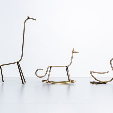 Simon Kops set of Brass Minimalist Animal Sculptures