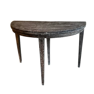 French Cerused Oak Demilune Table