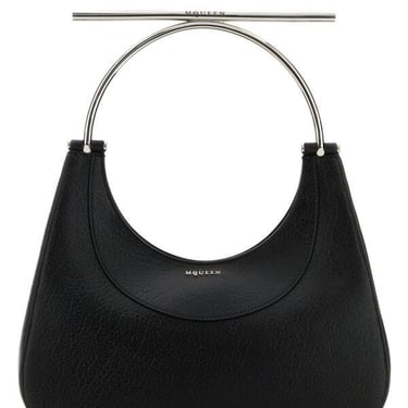 Alexander Mcqueen Women Black Leather Cross-Bar Handbag