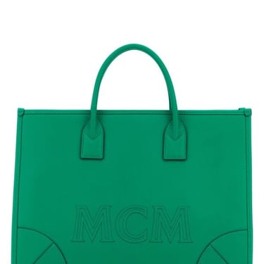 Mcm Unisex Green Leather Large Mã¼nchen Handbag