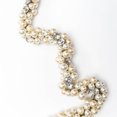 Pearl &amp; Rhinestone Cluster Necklace