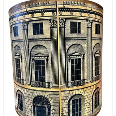 Piero Fornasetti Litho - Wooden Waste Paper Basket Bin, 1940