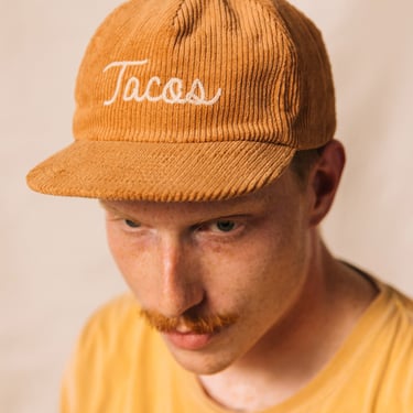 Chainstitch Tacos Hat, Corduroy Strapback Hat, Mens Hat, Womens Hats, Snapback, Vintage Baseball Cap, Felt Patch, Taco Foodie Gift 