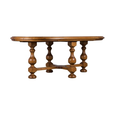 Country French Provincial Oval Farmhouse Maple Trestle Dining Table 