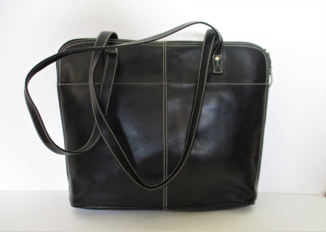 Vintage Wilsons Leather Briefcase, Satchel, Valise, Black Leather