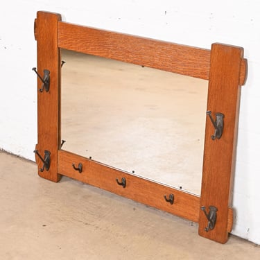 Stickley Brothers Antique Mission Oak Arts & Crafts Large Hall Mirror, Circa 1900