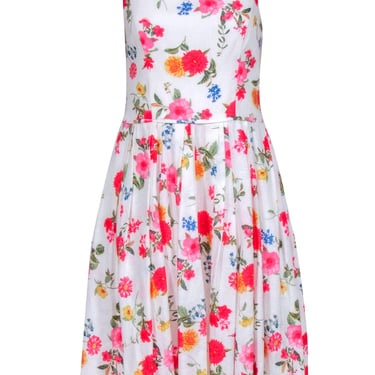 Gal Meets Glam - White w/ Pink &amp; Red Floral Print Sleeveless Dress Sz 6