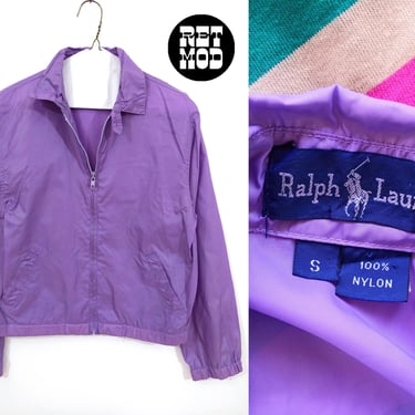 Fun Vintage 80s 90s Light Purple Lightweight Windbreaker Jacket by Ralph Lauren 