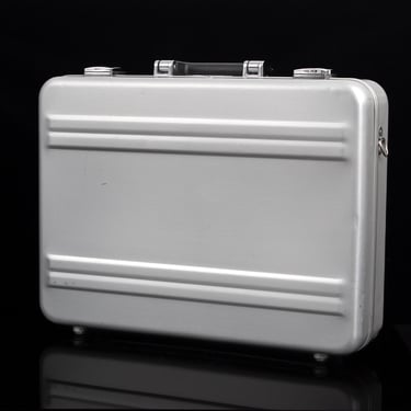 Zero Halliburton Silver Aluminum Attache Case With Removable Leather Portfolio and Combination Lock 