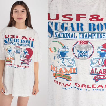 1993 Sugar Bowl Shirt 90s NCAA Football T-Shirt University Alabama Miami Graphic Tee Crimson Tide Single Stitch Vintage 1990s Extra Large xl 