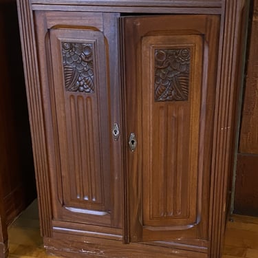 Antique French Carved End Table Cabinet