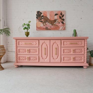 Vintage Pink Ornate Dresser