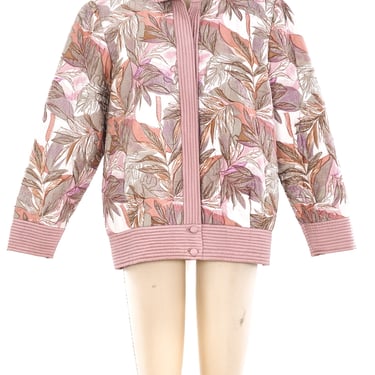 Palm Printed Quilted Silk Jacket