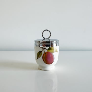 Evesham Gold Royal Worcester Porcelain Egg Coddler Peach & Berries England Vintage 1980s 