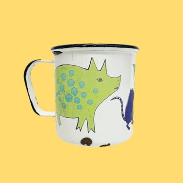 Vintage Mug Retro 1960s Rare + Finel Arabia + Enamelware Cup + Noah’s Ark + Gunvor Olin-Grönqvist + Drinkware + Made in Finland 