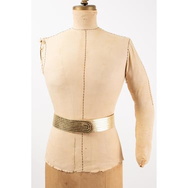 Vintage gold leather Oscar de la Renta stitched belt M 