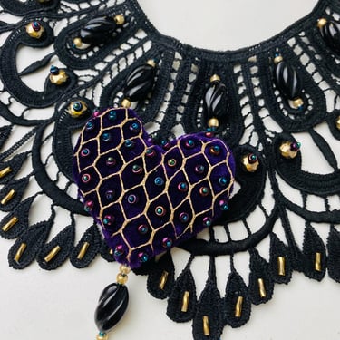 Hand Stitched Beaded Heart Neck Piece 