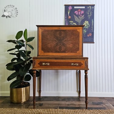 Antique Inlaid Secretary Desk – Read Full Listing for Shipping Details – Restored Federal Revival Drop Front 
