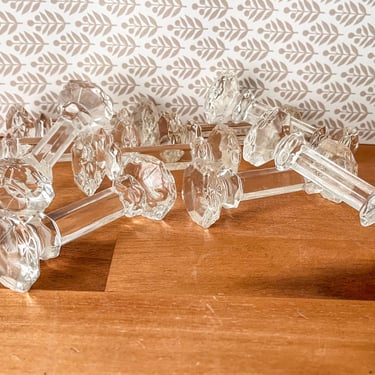 Vintage Crystal Dumbell Knife Rests. Set of 10 Godinger Knife Rests. 
