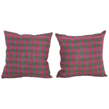 Striped Outdoor Turkish Pillow - Pink and Green