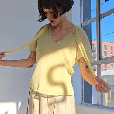 Key Lime Silk Blouse (L)