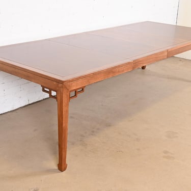Michael Taylor for Baker Far East Collection Burled Walnut Extension Dining Table, Newly Refinished