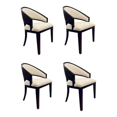 Hooker Furniture Organic Modern Black Sand Caned Retreat Barrel Dining Chairs Set of 4