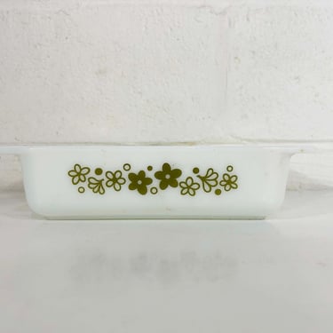 Vintage Pyrex Spring Blossom 922 Baking Dish Green Verde Brownie Cornbread Mod Kitchen Casserole Glass Mid-Century 1970s USA Ovenware 