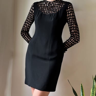 90s Black Cutout Dress | M