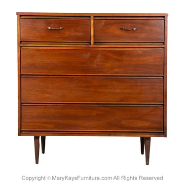 Mid-Century Highboy Tall Walnut Dresser by Dixie Furniture 