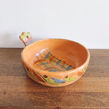 Vintage Mexican Red Clay Pottery Handmade Bowl 