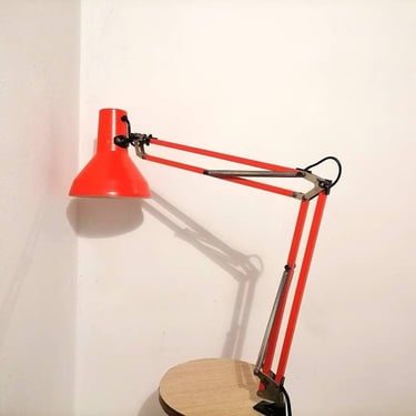 Vintage Architect's Red Light/ Angle Poise Light/ Adjustable Light/ Red Metal Light/ Swing Arm Lamp/ Mid Century/ Yugoslavia/ 70s 