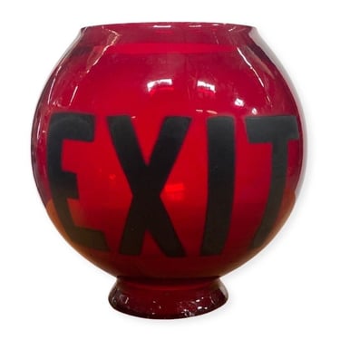 Ruby Red Glass Lightly Etched Antique Exit 2" Light Globe 