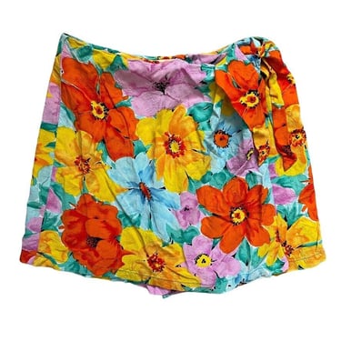 Vintage Jams World Womens Tropical Floral Hawaiian Mini Skirt Skort Sz S 