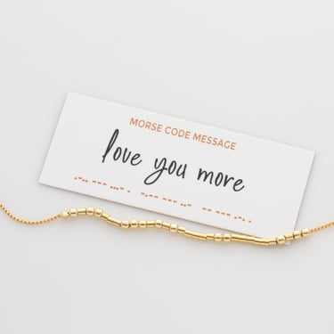Love You More - Morse Code Necklace, Gift for Wife, Girlfriend, Daughter, Anniversary Gift, Best Friend Birthday Gift 