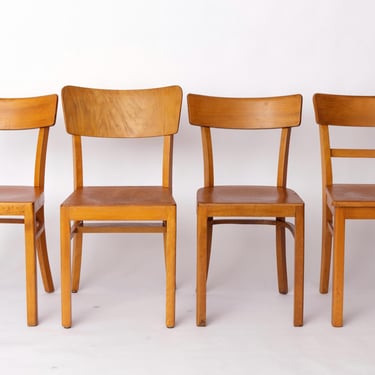 Set of 4 Vintage “Frankfurter” Dining Chairs – Beech Wood – Germany 1950s–1960s 