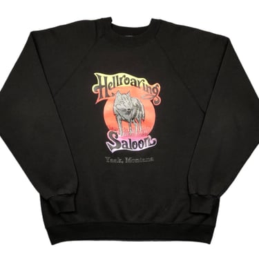 Vintage 80s/90s Hellroaring Saloon Yaak Montana Grey Wolf Restaurant & Bar Crewneck Sweatshirt Pullover Size Large/XL 