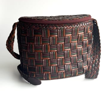 Vintage Multicolored Woven Leather Bag